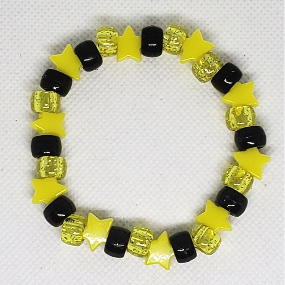 Handmade Yellow Glitter Star Kandi Bracelet